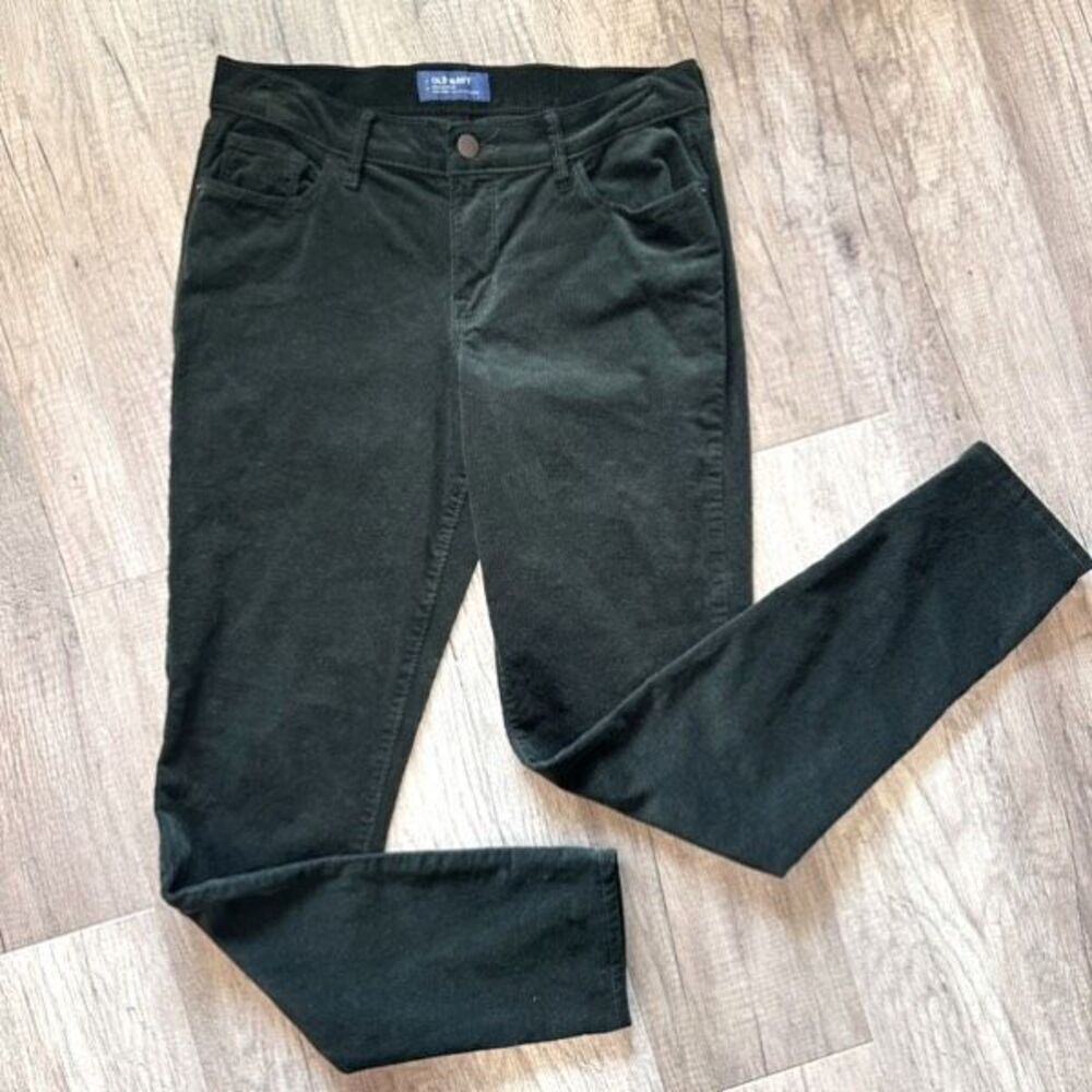 Vintage Y2K Old Navy Womens Rock Star Mid-Rise Corduroy Ankle Pants Green Size 6